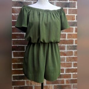 Green Off-Shoulder Relaxed Fit Jumpsuit